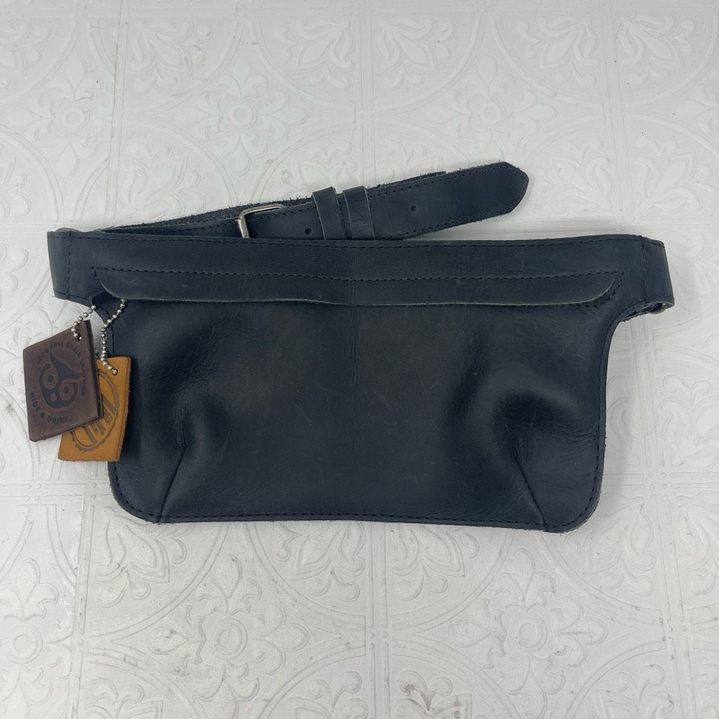 Hide & Drink Black Rectangular Leather Fanny Pack Waist Bag